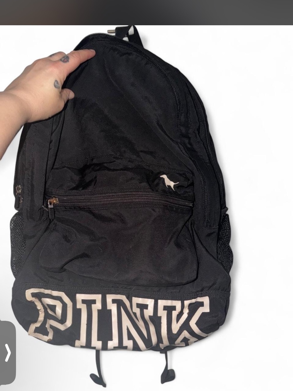 PINK Victoria's Secret Black Backpack with Cream Logo